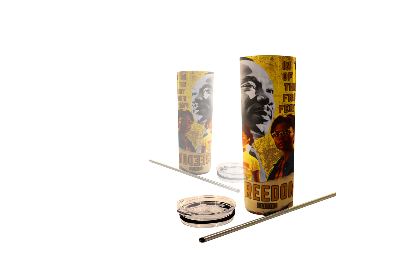 Icons of Change" Glitter Tumbler With Stainless Steel Straw 20oz