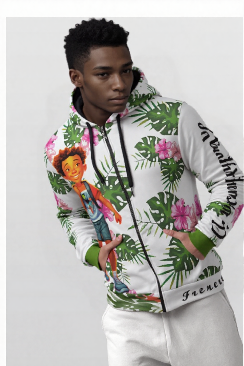 Benjamin “Growth Mindset” Full-Zip Floral Hoodie – Mistakes Fuel Greatness!