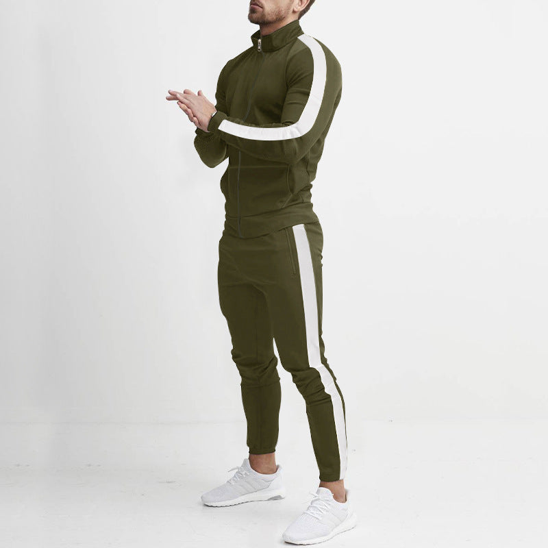Men's Fashion Personalized Color Matching Hooded Sports Suit