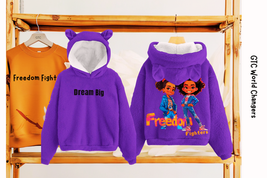 Fourth Grade Freedom Fighters Kids Bear Ears Fleece Hoodie  (Faster Delivery Time)