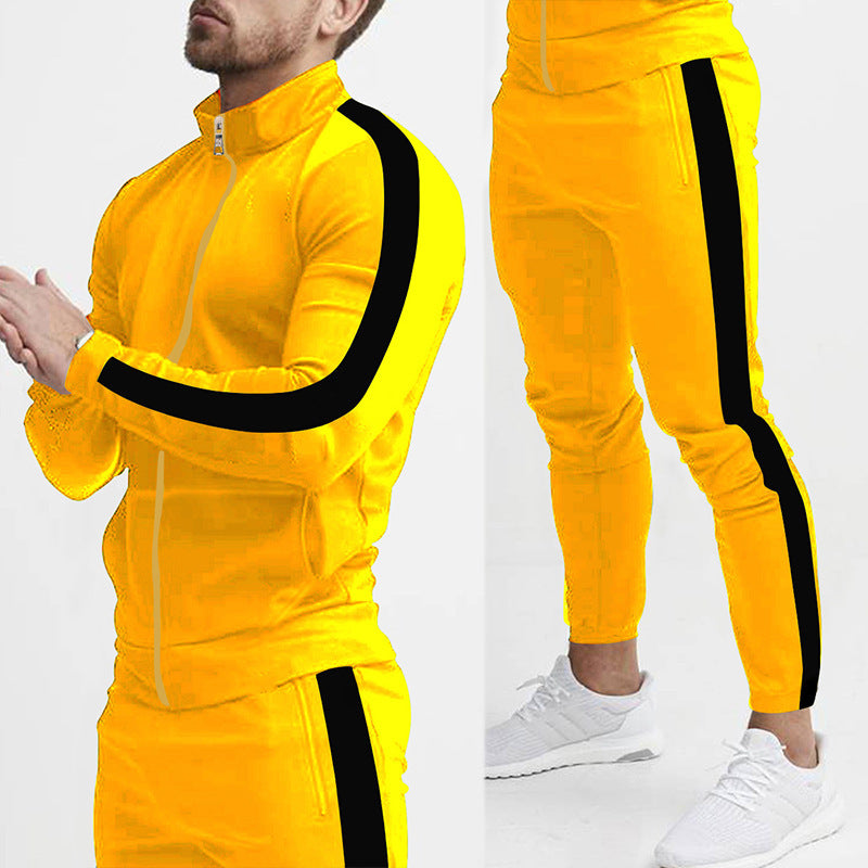Men's Fashion Personalized Color Matching Hooded Sports Suit