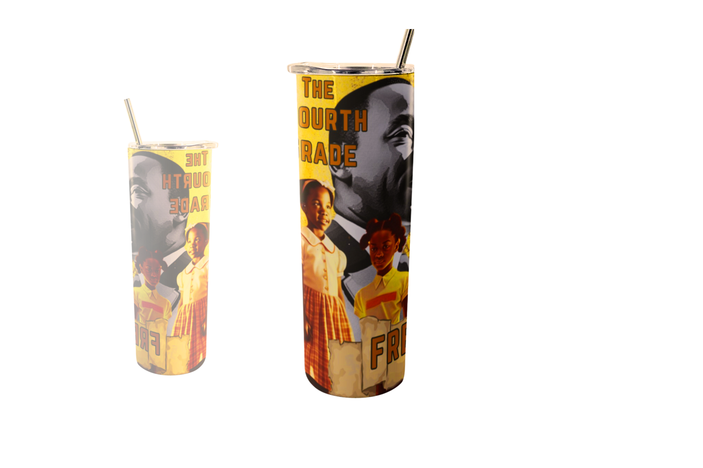 Icons of Change" Glitter Tumbler With Stainless Steel Straw 20oz