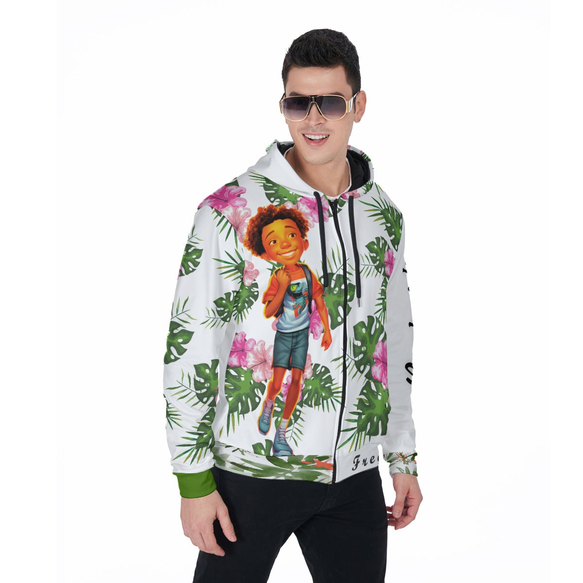 Benjamin “Growth Mindset” Full-Zip Floral Hoodie – Mistakes Fuel Greatness!