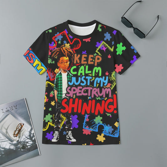 This vibrant and empowering Keep Calm, Just My Spectrum Children's Short-Sleeve T-Shirt