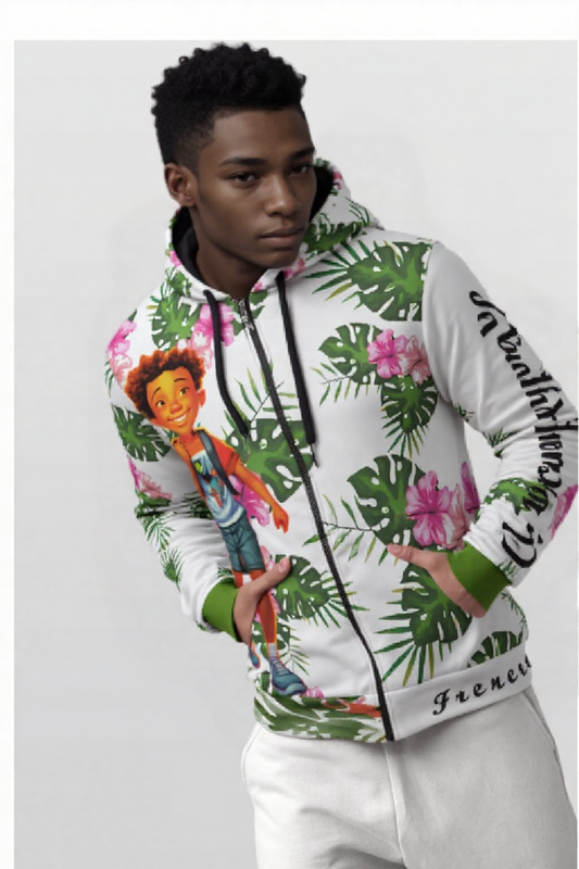 Benjamin “Growth Mindset” Full-Zip Floral Hoodie – Mistakes Fuel Greatness!
